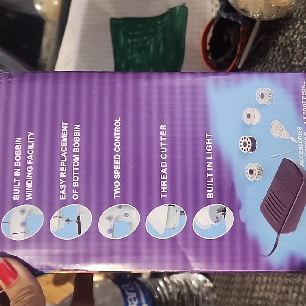 Mini Sewing Machine with Double Threads - Purple - Picture 3 of 5